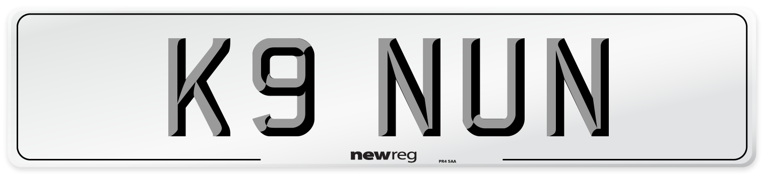 K9 NUN Number Plate from New Reg